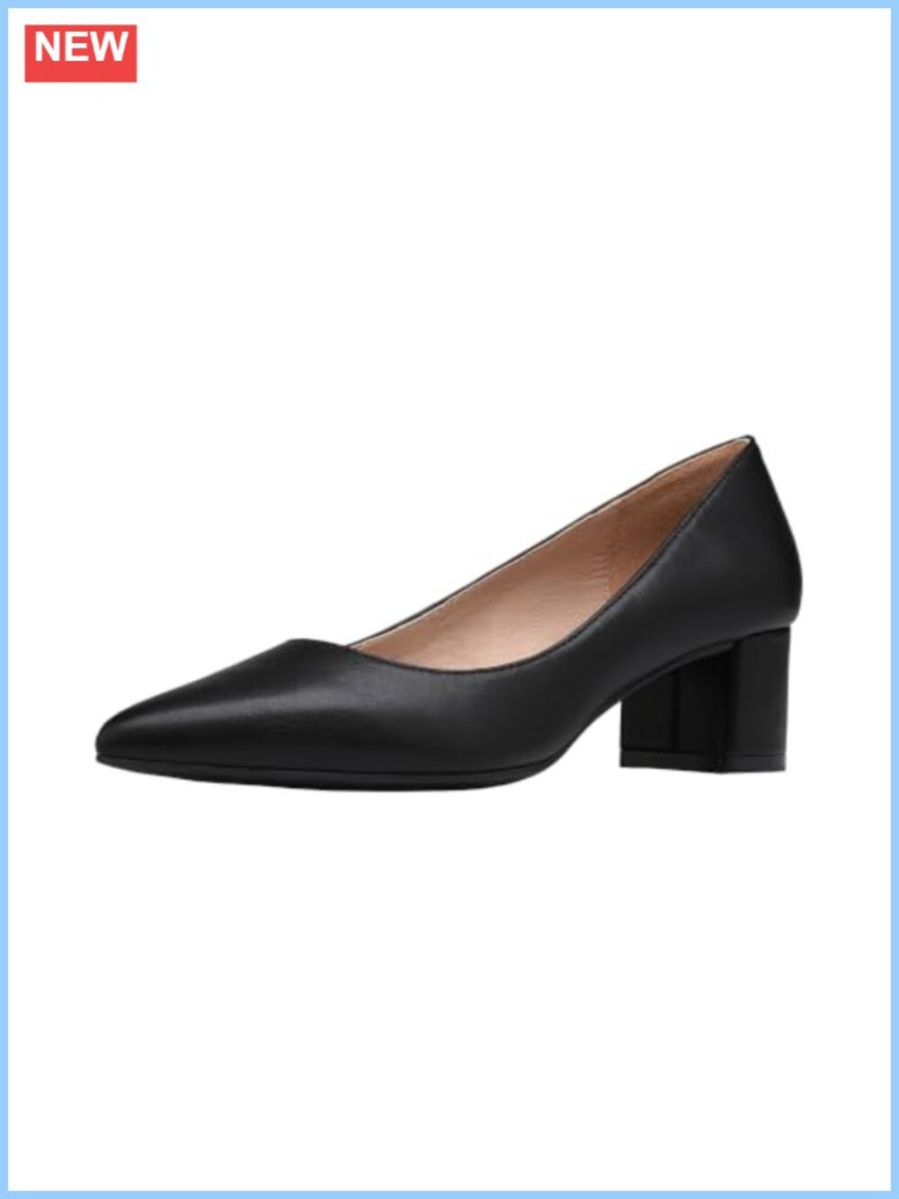 Women's Chunky Low Block Heel Pumps Faux Leather Pointed Toe
